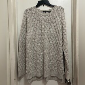 Jeanne Pierre Beige Crew Neck Knit Sweater Sz XXL